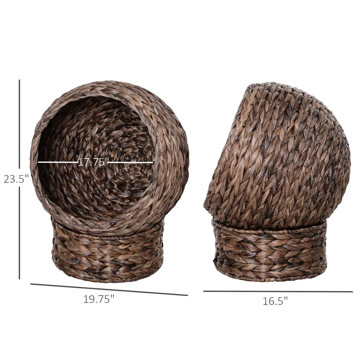 Handmade Wicker Elevated Cat Bed with Cushion, dark brown, by Pear Daisy, Home & Garden