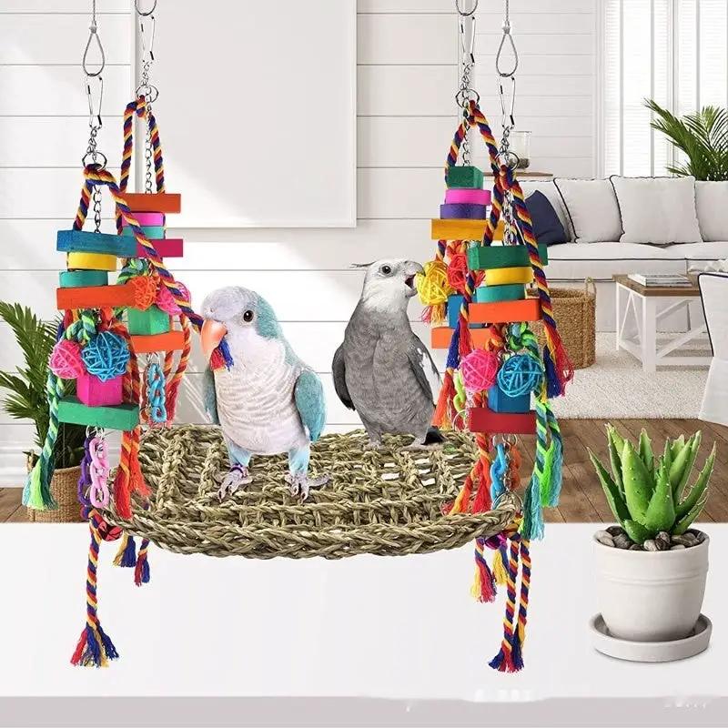 Parrot Toys Natural Grass Hammock Climbing Net Medium Large Parrots by Sell My Stuff