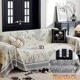 Load image into Gallery viewer, Soft & Cozy Chenille Reversible Sofa Cover by topspet; cream with gray botanical print, reversible gray back
