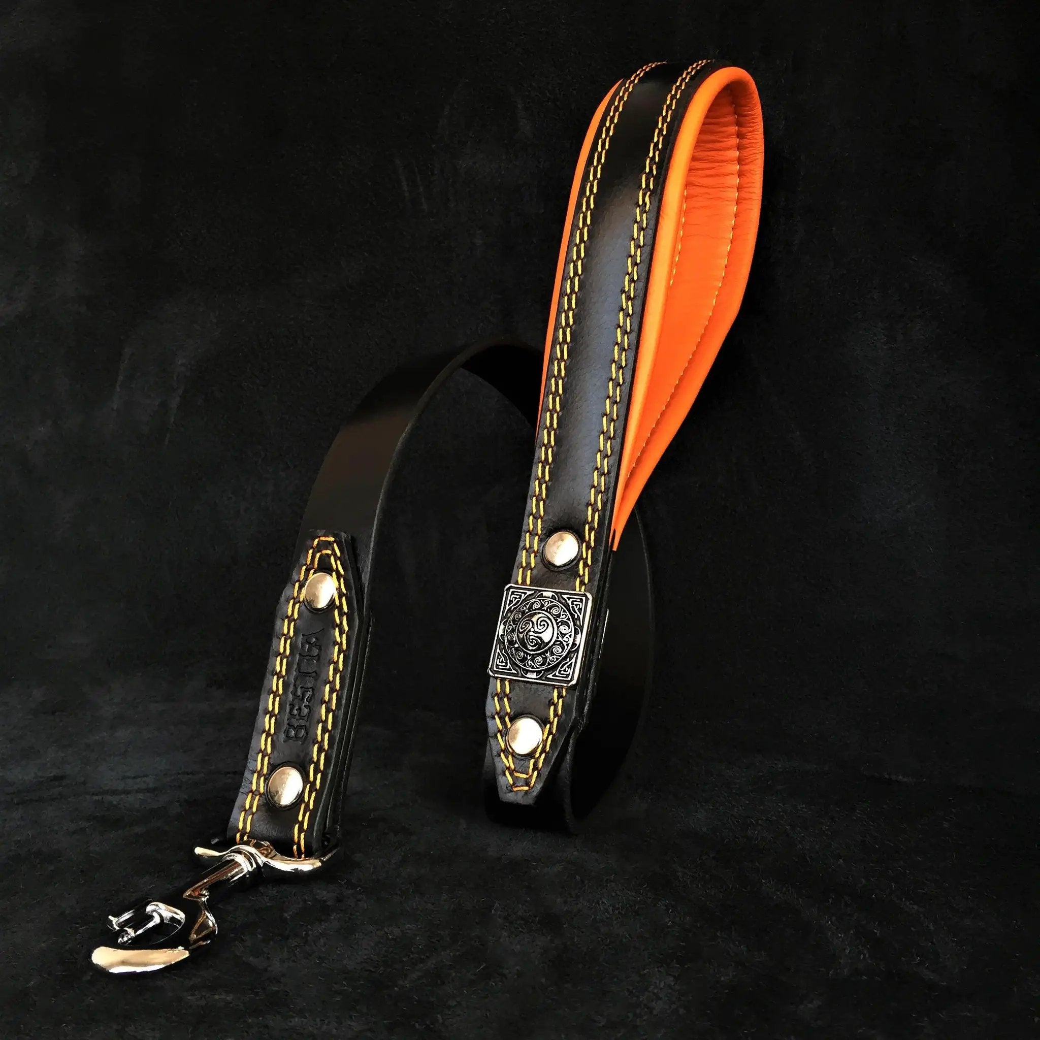 The "Eros" harness Black & Orange - Pet Collars & Harnesses from Bestia Dog Gear