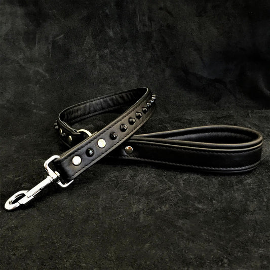 Black studded leash - Pet Leashes from Bestia Dog Gear