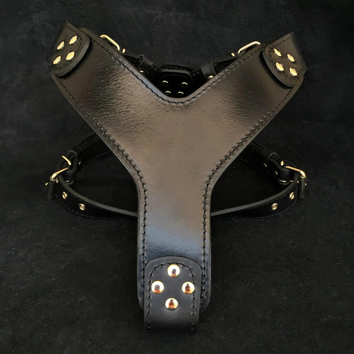 Bestia Style black Italian leather dog harness