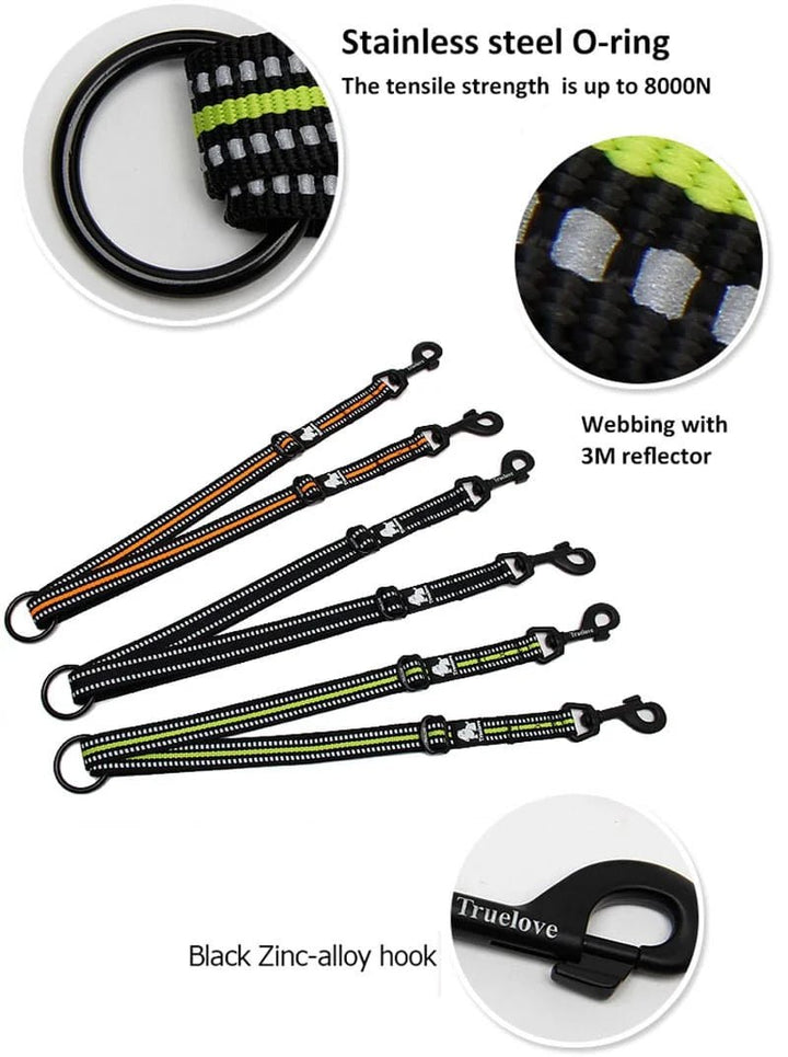 TrueLove Reflective Double Dog Leash Coupler TLL2371 – Black