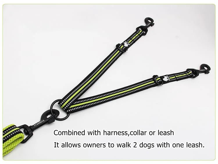 TrueLove Reflective Double Dog Leash Coupler TLL2371 – Black