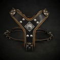 Charger l'image dans la visionneuse de la galerie, The ''Eros'' harness Black & Orange Small to Medium Size - Pet Collars & Harnesses from Bestia Dog Gear
