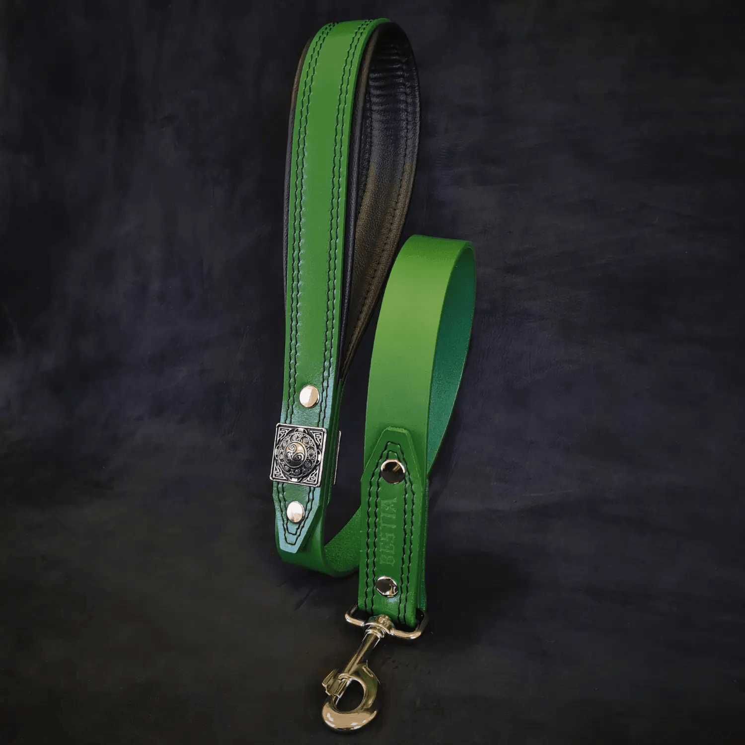 Bestia Dog Gear Eros Harness Green Premium Thick Belt Leather Support by Bestia Dog Gear
