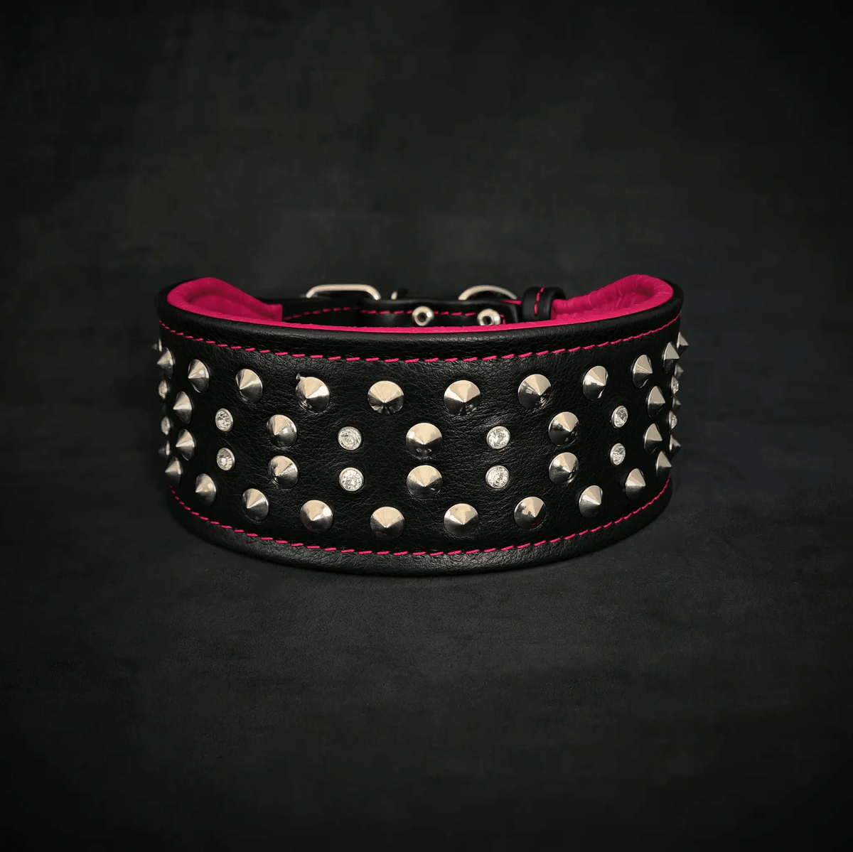 Bestia Crystal Double-Layer Leather Dog Collar