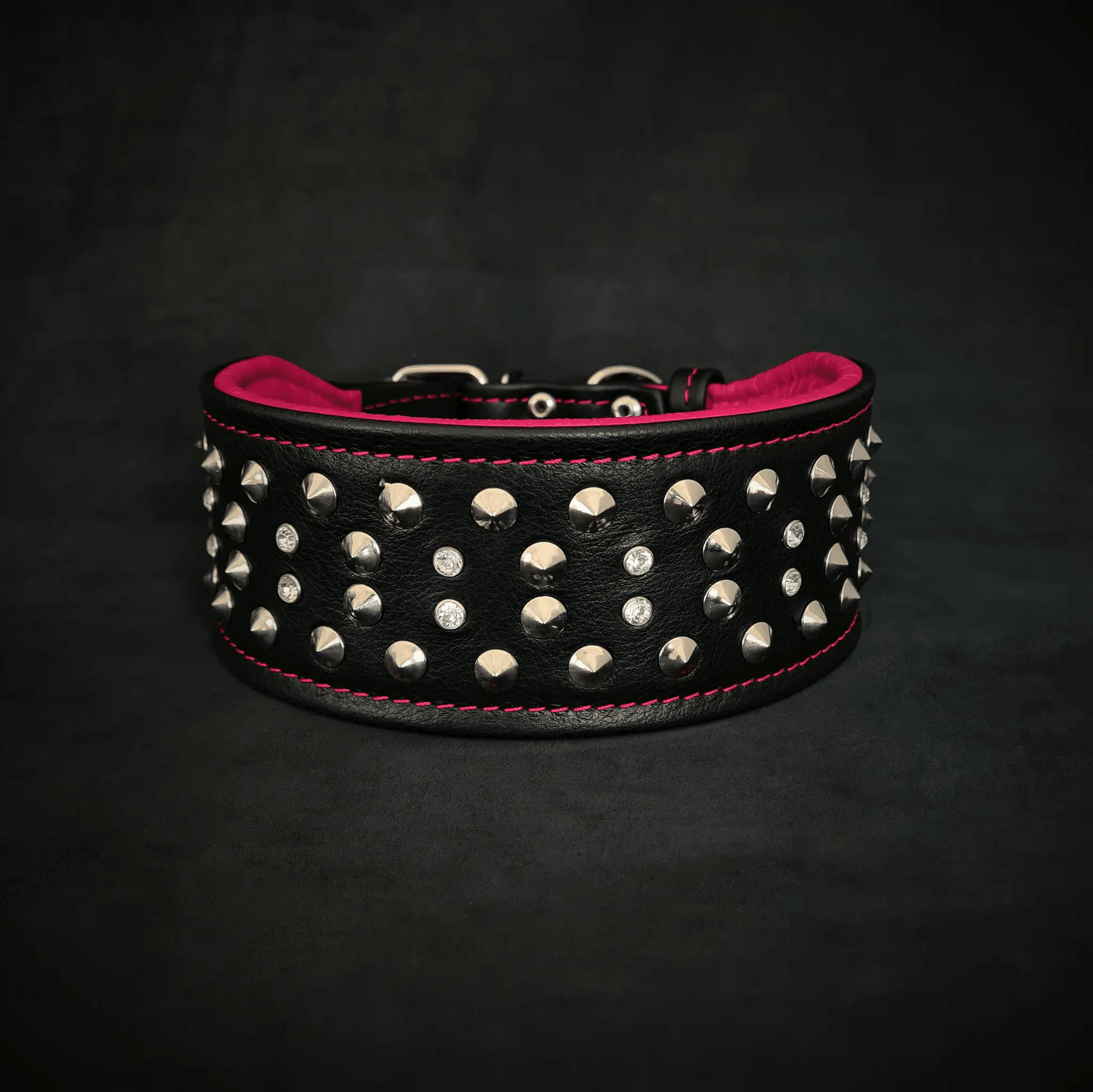 Bestia Dog Gear Crystal Collar Double Soft Leather Luxury 2.8 Inch by Bestia Dog Gear
