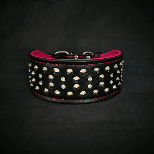 Bestia Dog Gear Crystal Collar Double Soft Leather Luxury 2.8 Inch by Bestia Dog Gear
