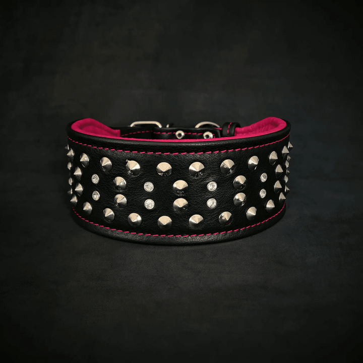 Bestia Crystal Double-Layer Leather Dog Collar