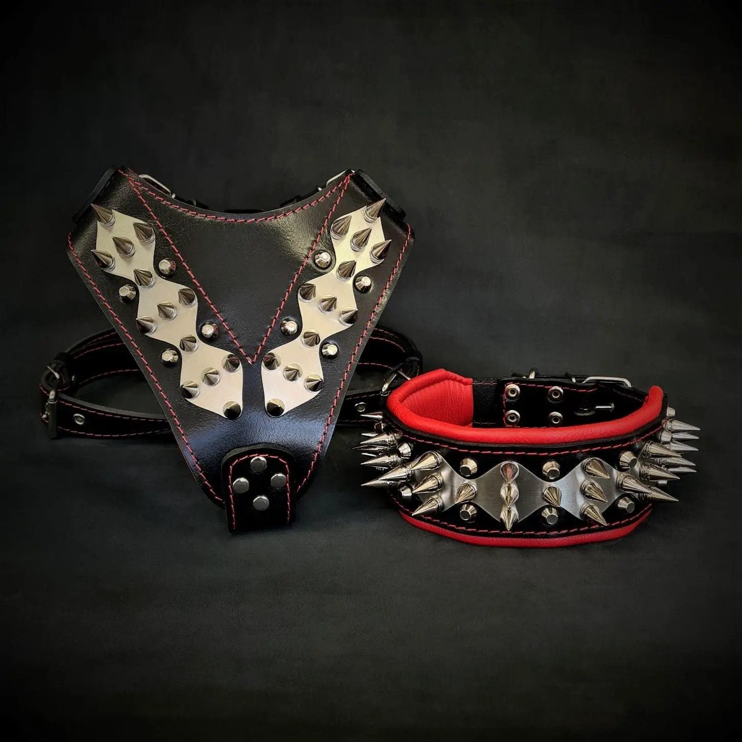 The "Steel" Set - Pet Collars & Harnesses from Bestia Dog Gear