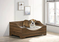 Load image into Gallery viewer, Gibson 36-inch Pet Bed by Home Furnishers, brown wooden frame with white cushion and a dog resting inside.
