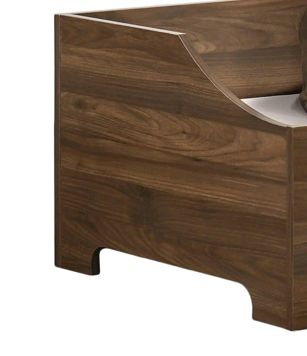 Gibson 36-inch Pet Bed, dark brown wood finish with curved entry cutout.
