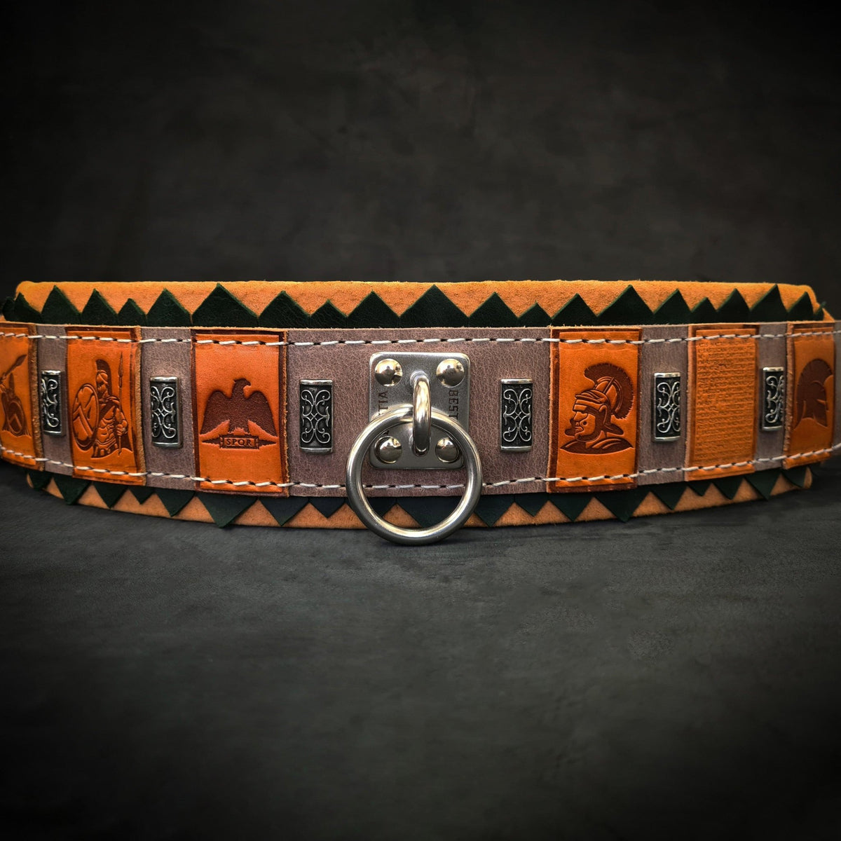Bestia SPQR Roman Italian leather dog collar