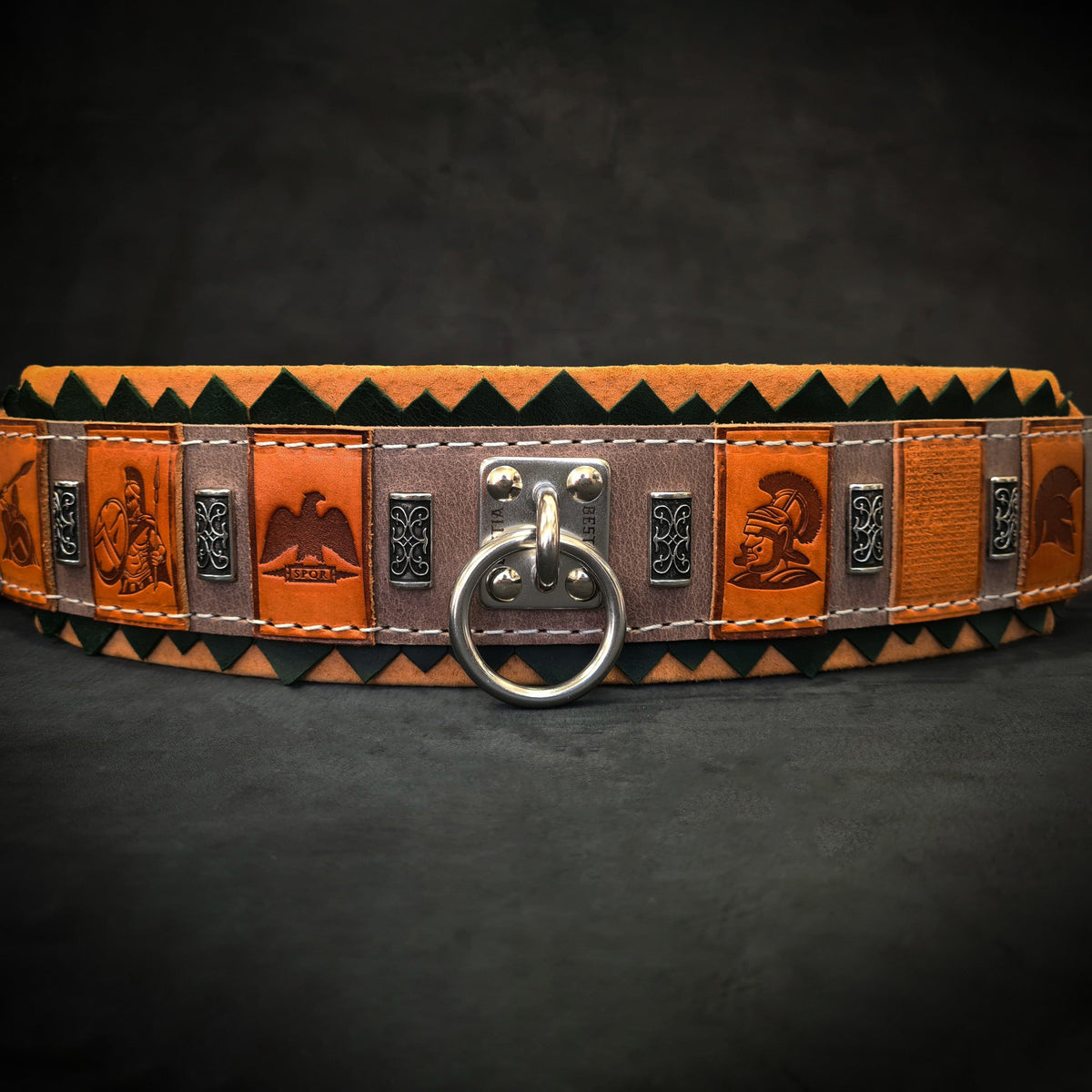 Bestia SPQR Roman Italian leather dog collar
