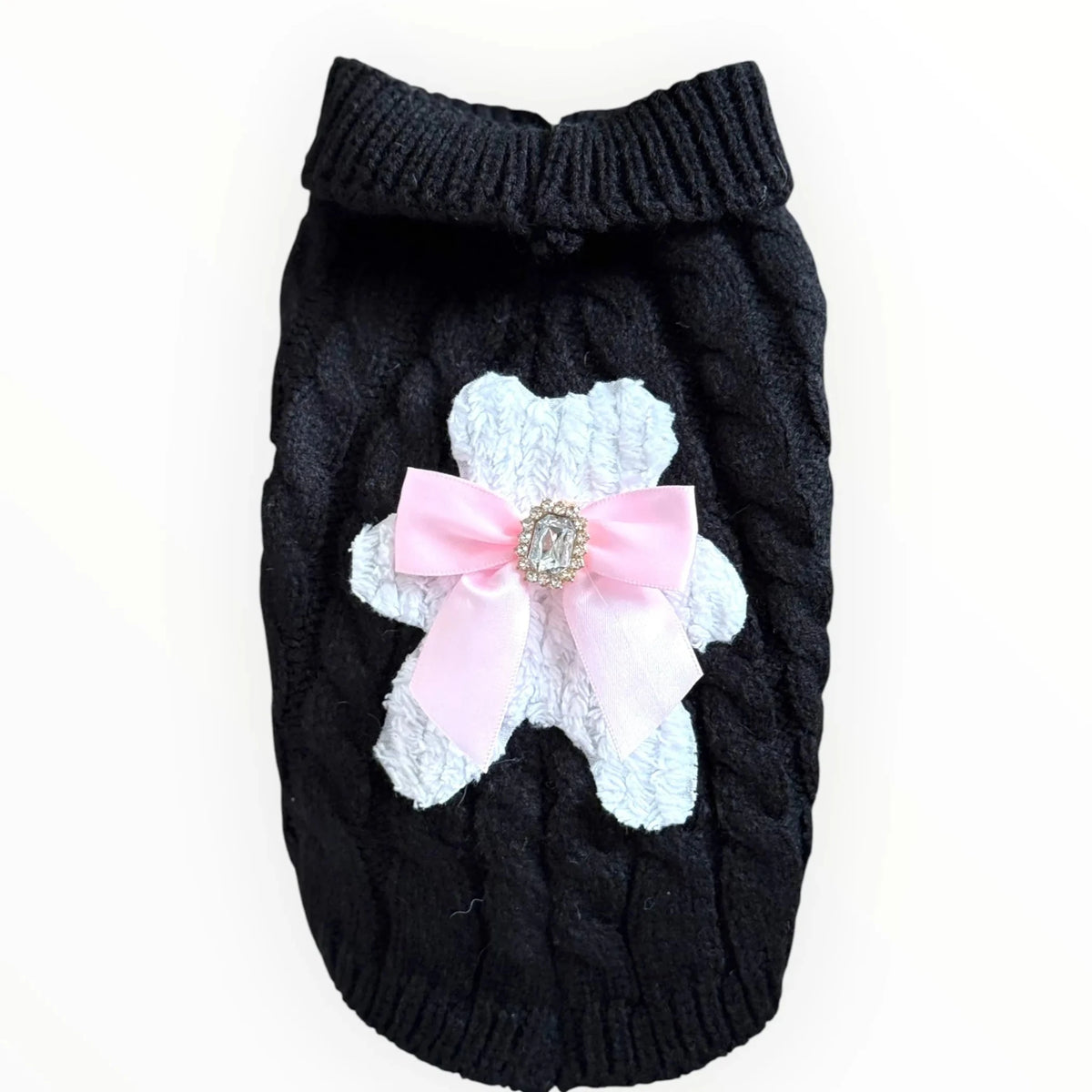 My Fuzzy Bear Bow Knit Dog Sweater