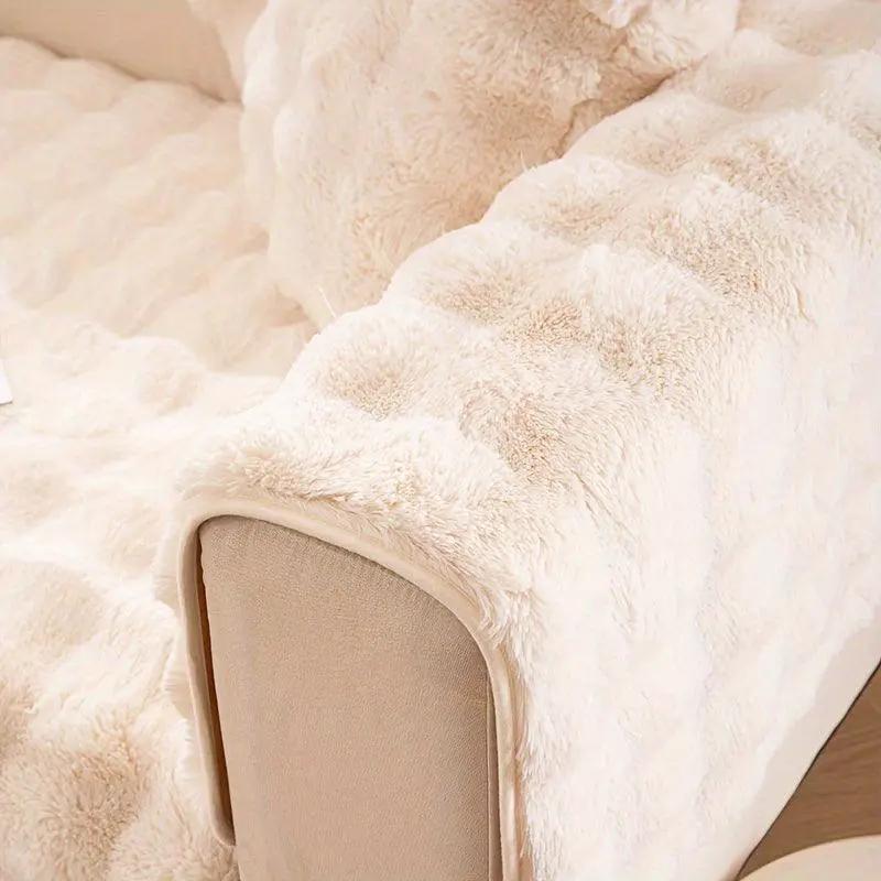 Molly Mutt Couch Cover by topspet, soft plush cream sofa protector