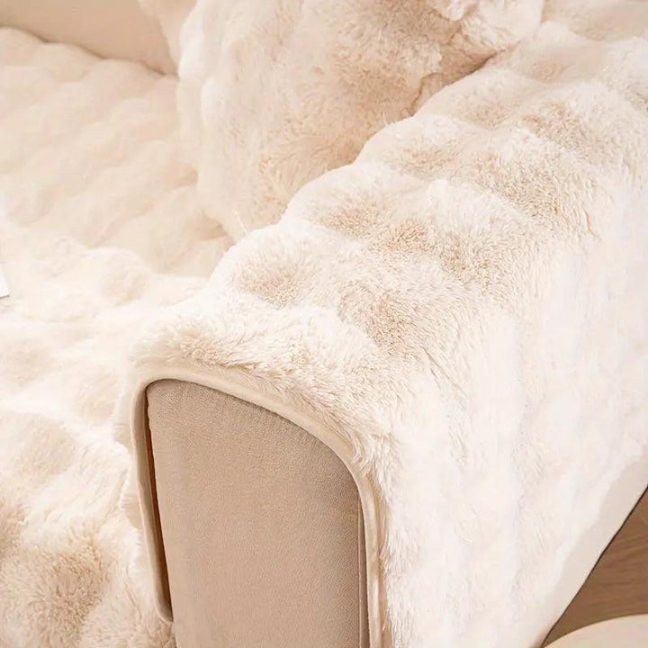 Molly Mutt Couch Cover by topspet, soft plush cream sofa protector
