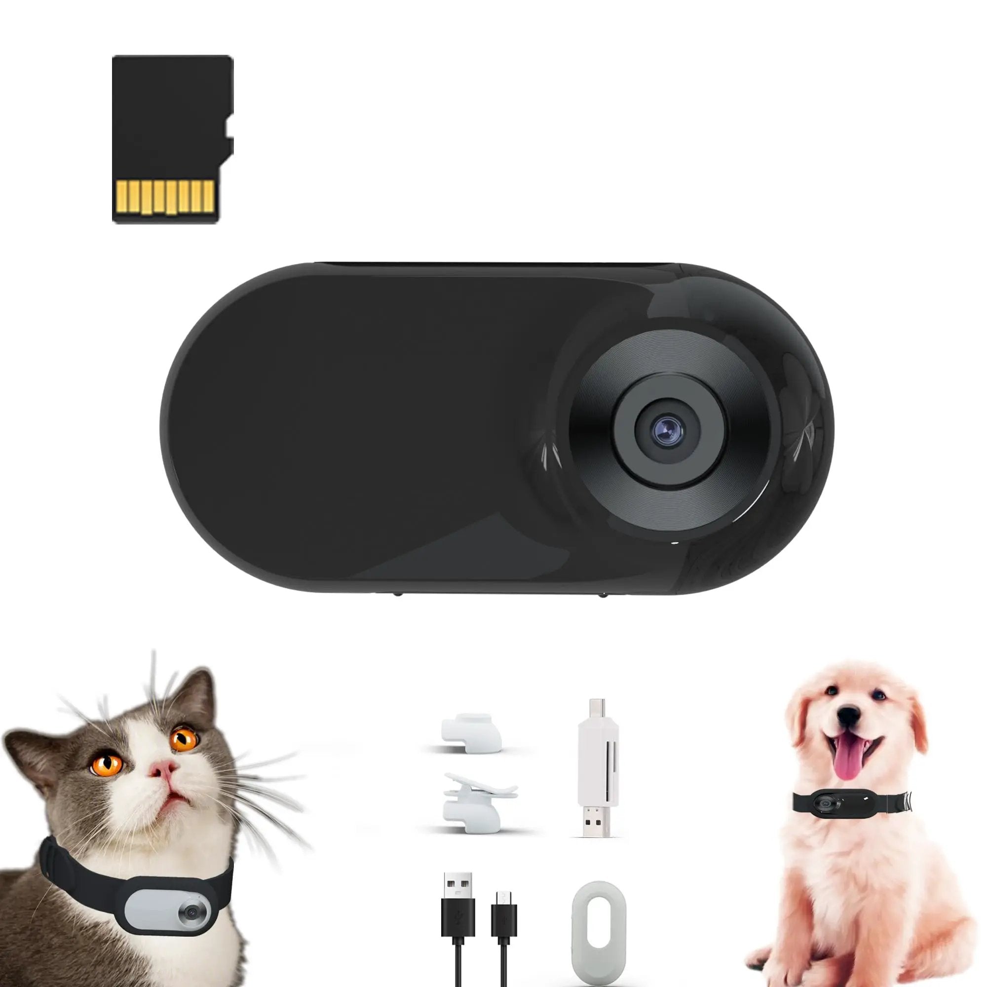 Daeidl Newly Update Cat Camera with 16GB SD Card HD 1080P Sport Action Camera Cat Collar Camera Pet Supplies Video Records Camera for Cats Dogs Birthday Gift Black(Collar Not Included) - from For Animals, With Love