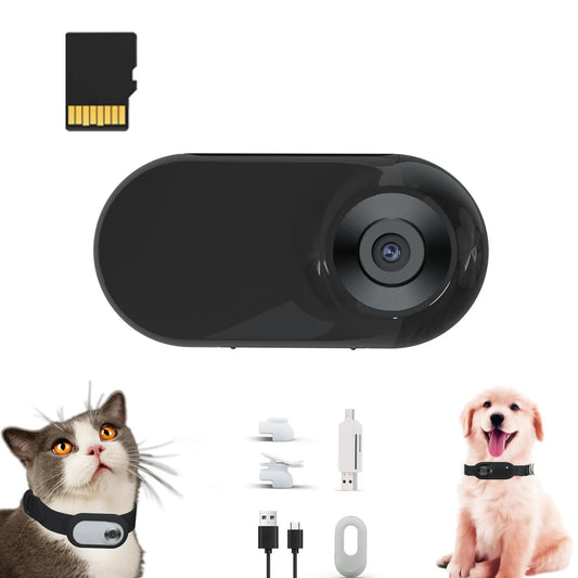 Daeidl Newly Update Cat Camera with 16GB SD Card HD 1080P Sport Action Camera Cat Collar Camera Pet Supplies Video Records Camera for Cats Dogs Birthday Gift Black(Collar Not Included) - from For Animals, With Love