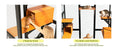 Load image into Gallery viewer, Premium Solid Wood Pet Enclosure by Home Furnishers with orange multi-level platforms and a cozy napping house.
