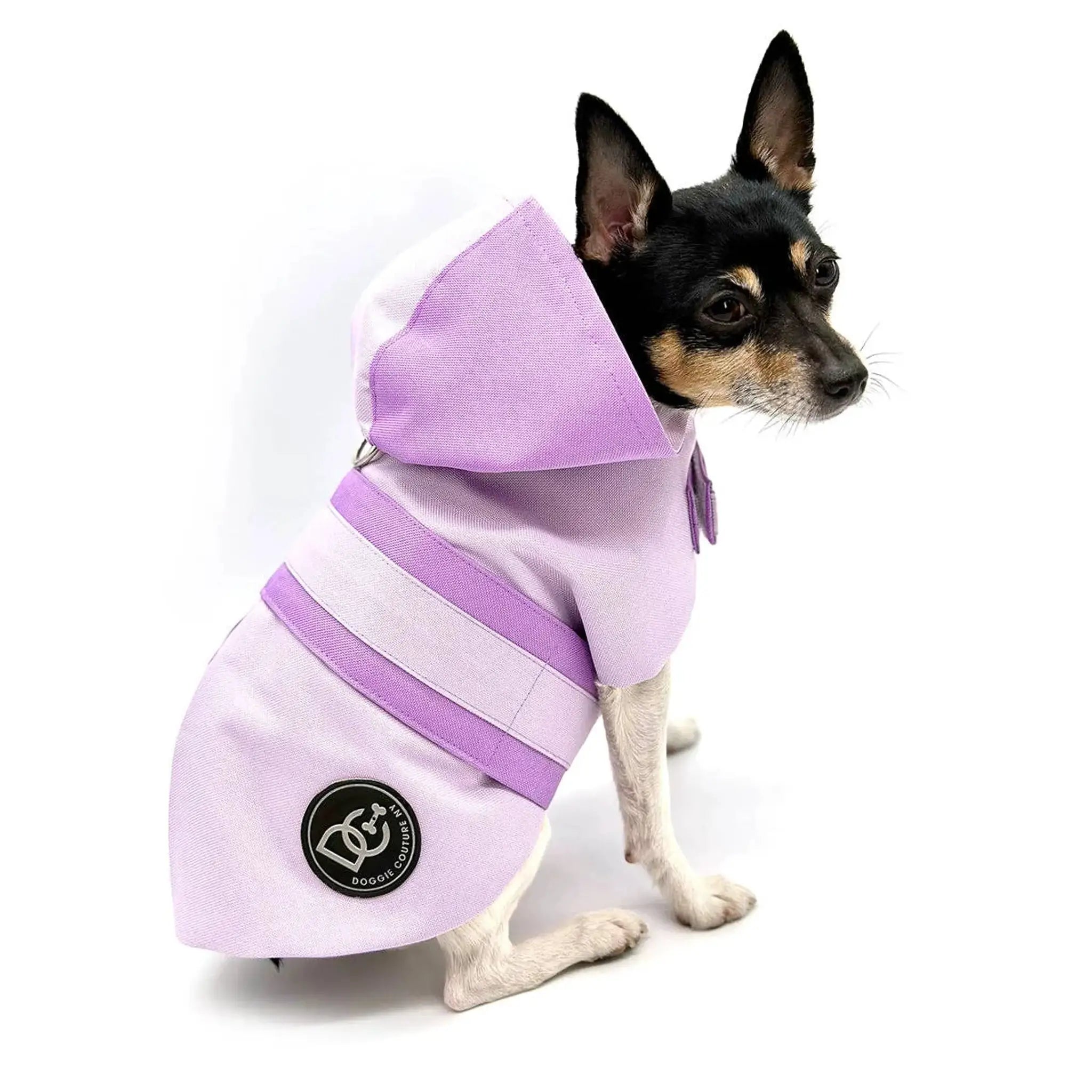 DCNY Sport Luxe Hooded Raincoat for dogs in lavender by DoggieCoutureNY.