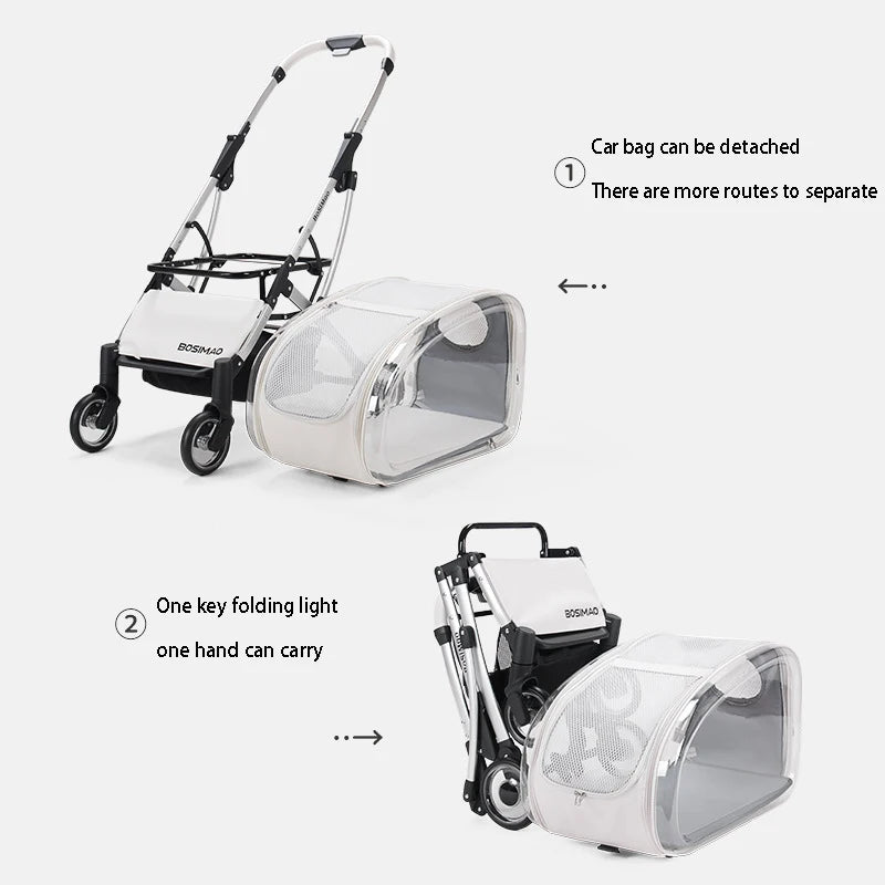 BOSIMAO Foldable Pet Stroller with Detachable Carrier – photo 2