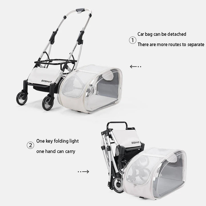 BOSIMAO Foldable Pet Stroller with Detachable Carrier – photo 2
