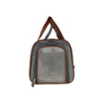 Carica l'immagine nel visualizzatore della galleria, Mr. Peanut's Gold Series V2.0 Pet Carrier, gray fabric with brown faux-leather trim and mesh front.

