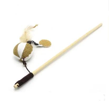 WoodCraft Interactive Cat Stick Toy Premium Solid Wood Handmade Hemp by Sell My Stuff
