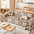 Load image into Gallery viewer, Extra Large Sofa Cover by topspet, stretchable protector in beige geometric pattern on a sofa with two pillows
