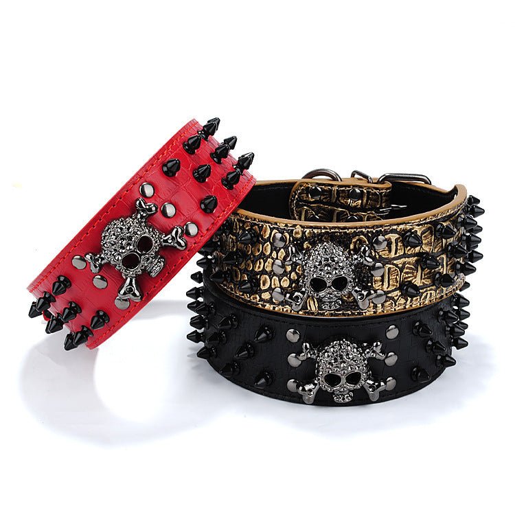 Skull Pet Collar Round Head Nail Dog Collar - from For Animals, With Love