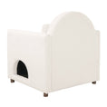 Load image into Gallery viewer, Beige pet-friendly accent chair with hidden pet nook, fabric upholstery, wooden legs

