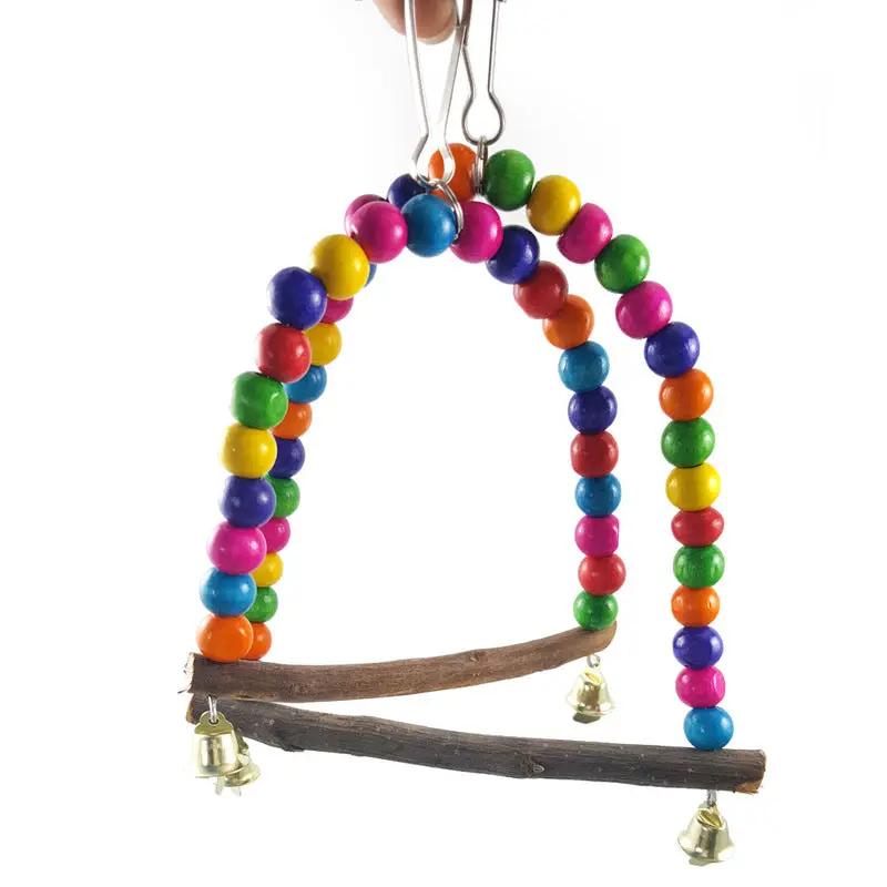 Premium Natural Wood Bird Cage Climbing Ladder Swing With Bells by Sell My Stuff
