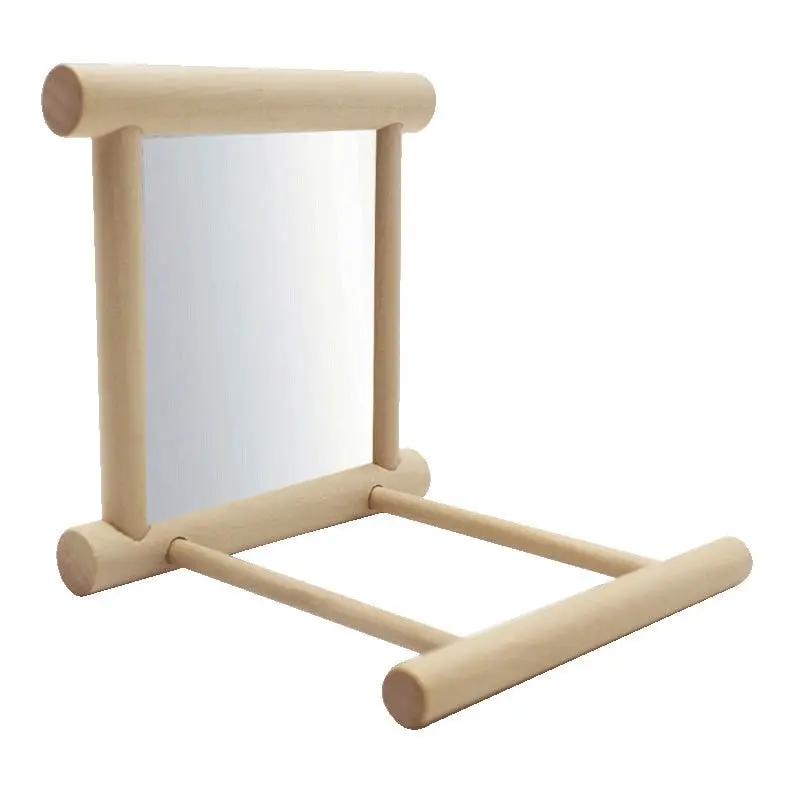 Elegant Premium Natural Solid Wood Bird Stand Featuring Double Sided Mirror Reflection For Parrots by Sell My Stuff