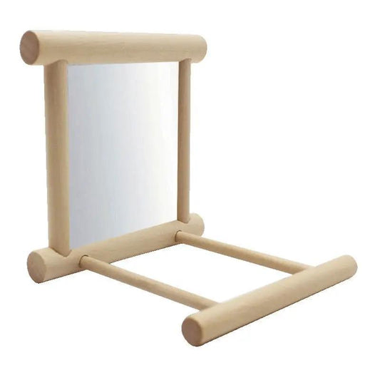 Elegant Premium Natural Solid Wood Bird Stand Featuring Double Sided Mirror Reflection For Parrots by Sell My Stuff