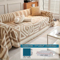 Load image into Gallery viewer, Bohemian-Style Chenille Couch Cover for 4-seater sofa, extra-long beige geometric pattern with fringe
