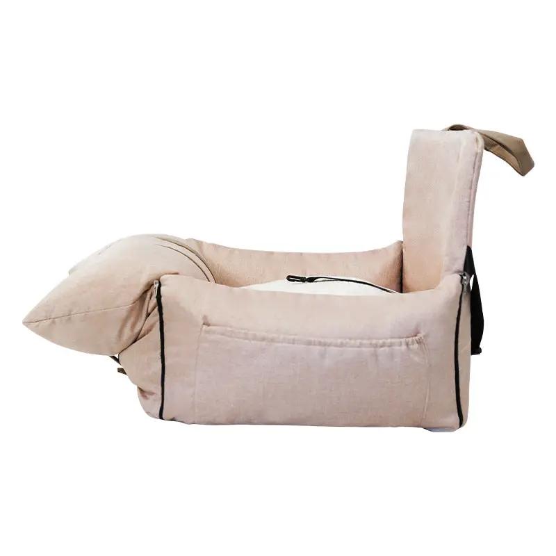 Outbound Travel Portable Car Pet Nest in beige fabric; soft car crate for pets.