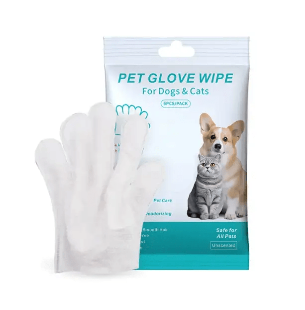 Premium Pet Cleaning Gloves And Safe Hygiene Wipes Kit For Dogs Cats by For Animals, With Love