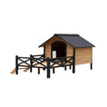 Cargar la imagen en la vista de la galería, Outdoor Large Wooden Cabin House Style Dog Kennel with Porch by HouseOfZazla
