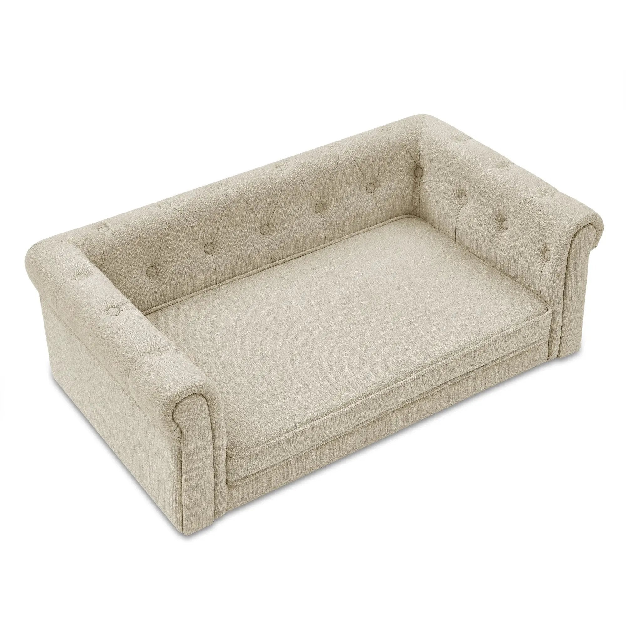 Large Beige Elevated Pet Sofa Bed Indoor Lounge For Dogs And Cats by V.I.P Digital Presence