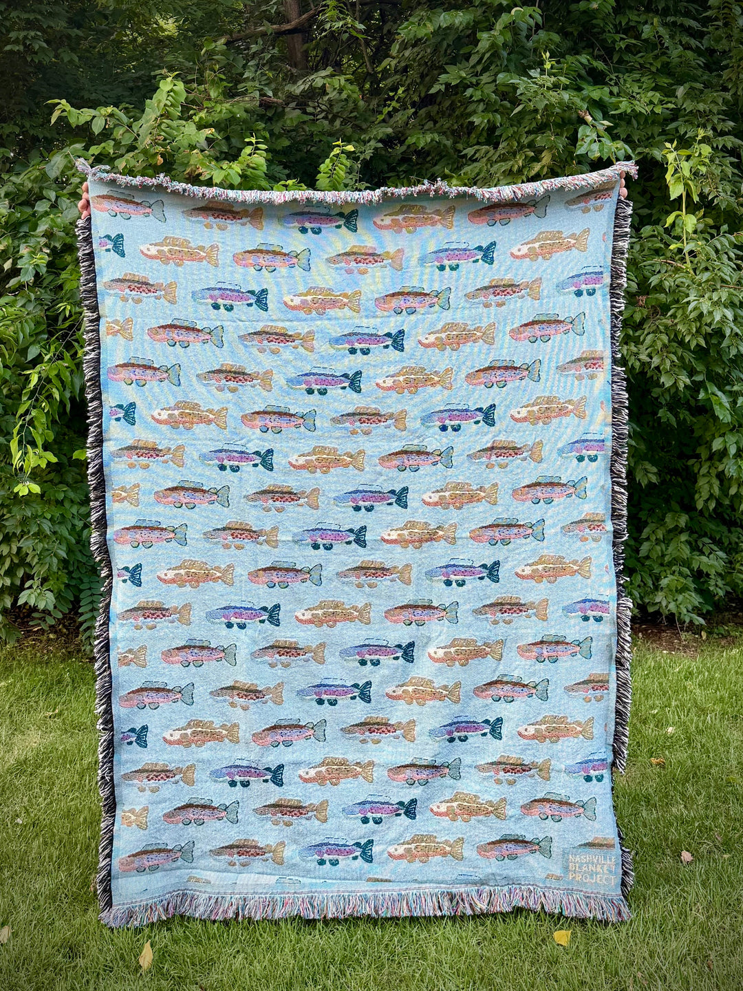 Faircloth Catch and Repeat Trout Cotton Throw Blanket