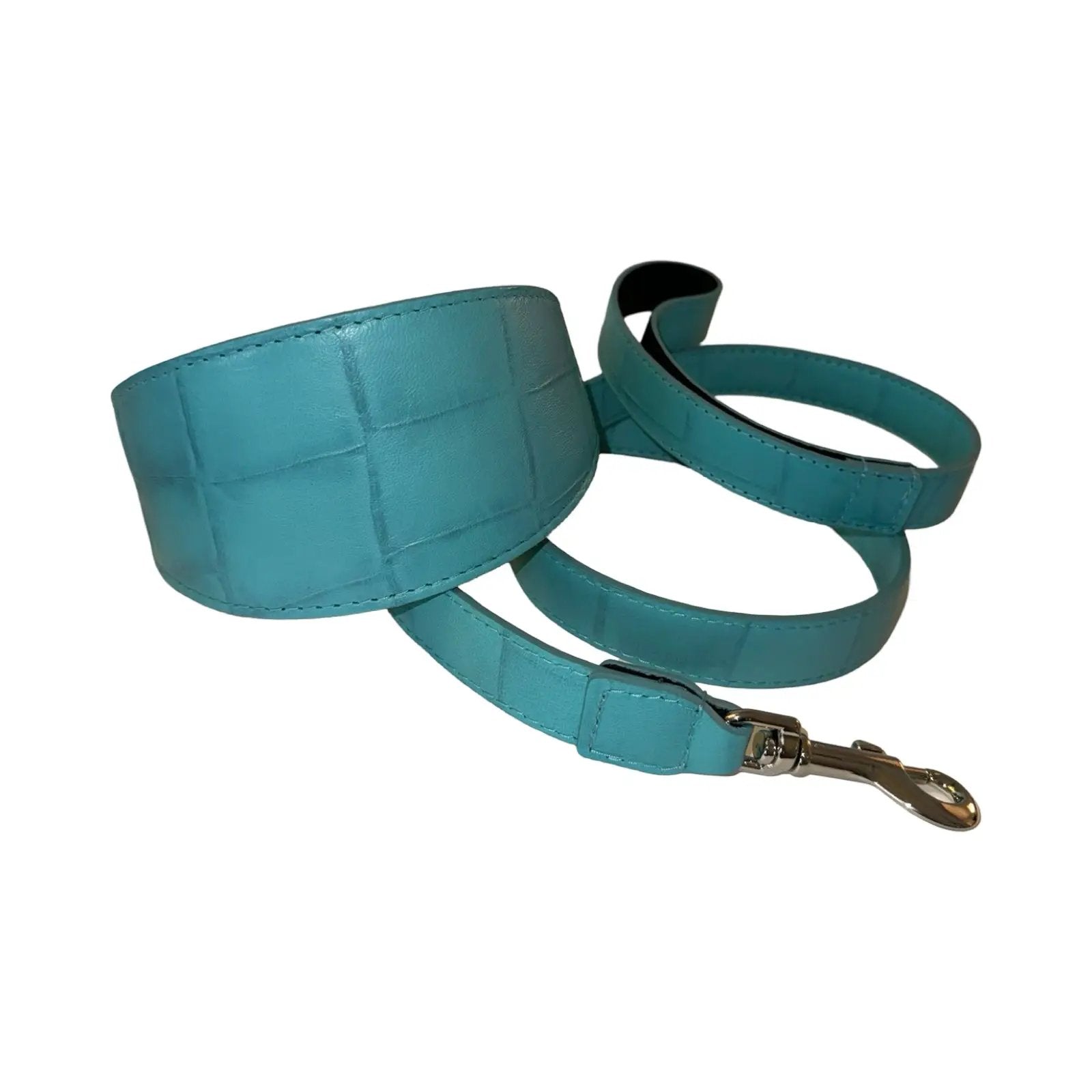 The Tiffany Collection Turquoise Leather Collar by Allysa Payne Beverly Hills