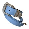 Load image into Gallery viewer, Lja Matte Blue Croc Leather Collar With Swarovski by Allysa Payne Beverly Hills
