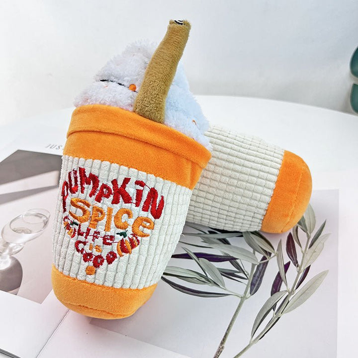 Pumpkin Spice Latte Plush Squeaky Dog Toy – photo 3