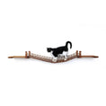 Gallery viewerに画像を読み込む, Cat Wall Bridge and Shelf Set; wood wall-mounted platforms connected by a woven rope bridge with a cat on it.
