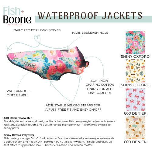 Fish+Boone Southern Bloom Waterproof Long-Body Dog Coat