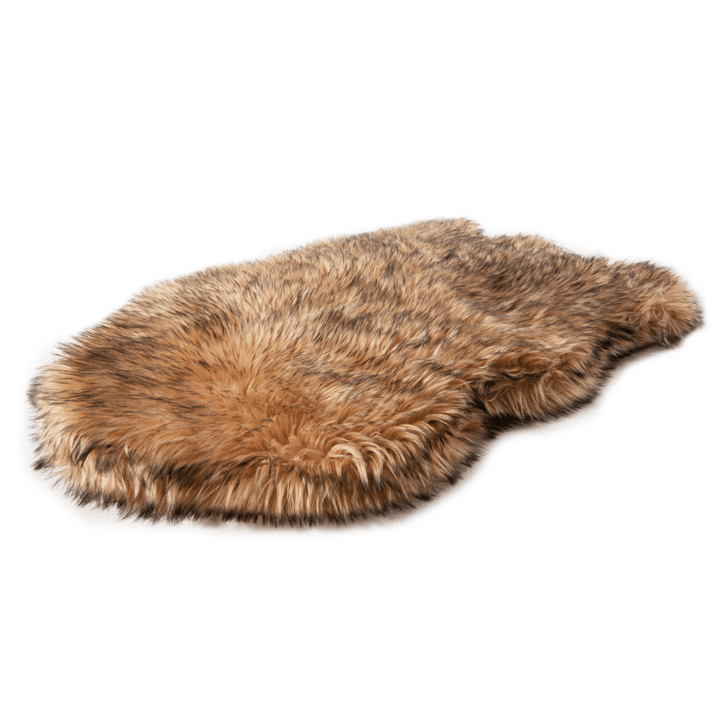 Paw.com PupRug Faux Fur Orthopedic Dog Bed, Curve Sable Tan