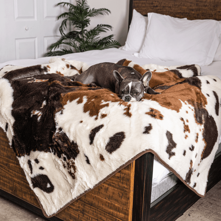 Paw.com PupProtector Waterproof Throw Blanket, Brown Faux Cowhide