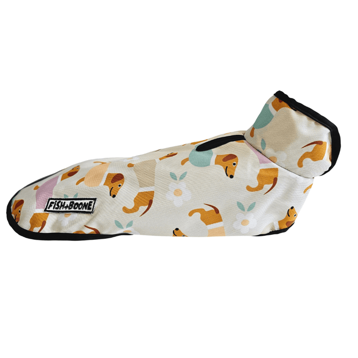 Fish+Boone Dachshunds &amp; Daisies Waterproof Long-Body Dog Coat